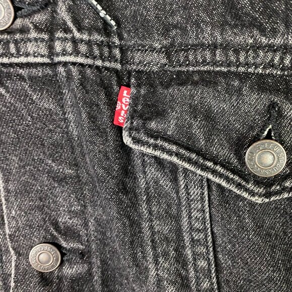 Levi's Hybrid Hoodie Trucker Jacket Denim Jean Men's XXL Fit like XL Black - Picture 4 of 9
